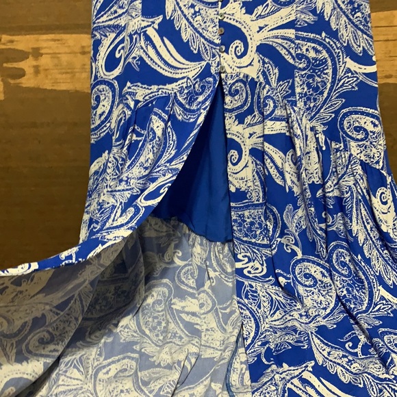 Free People Smooth Sailing Blue Paisley Maxi Skirt Sz 6 - Picture 6 of 11